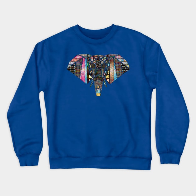 Elephant Head Crewneck Sweatshirt by Mako Design 